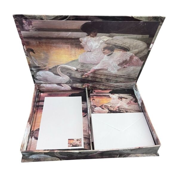 Swans Painting Boxed Stationary Set - Picture 1 of 5